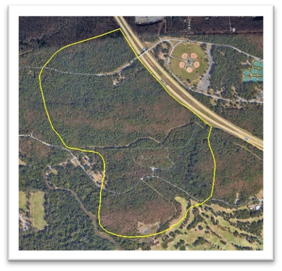 Burns Park Area 5 map showing munitions response site boundaries and locations