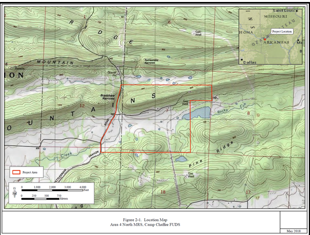 Camp Chaffee Historical Map showing former military installation boundaries