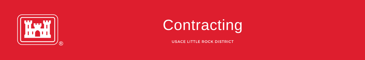 the words "contracting" on a red background with USACE castle icon