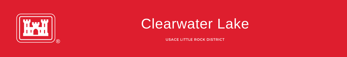 graphic for clearwater lake - red background with text "clearwater lake"