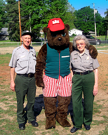 Preston, Winnona and Bucky the Beaver promote water safety.
