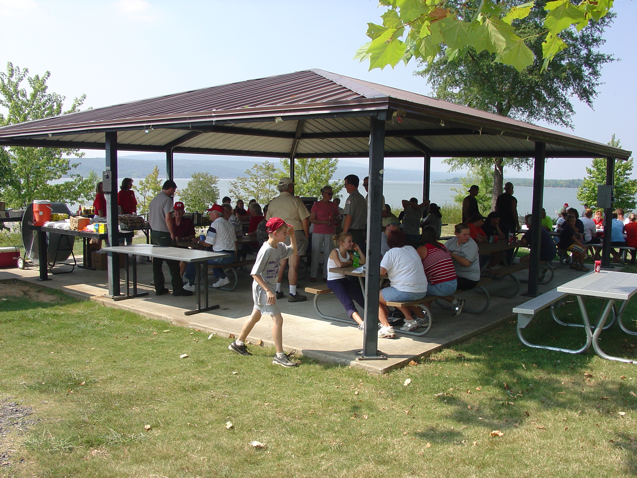 Group using picnic shelter at Carden Point.