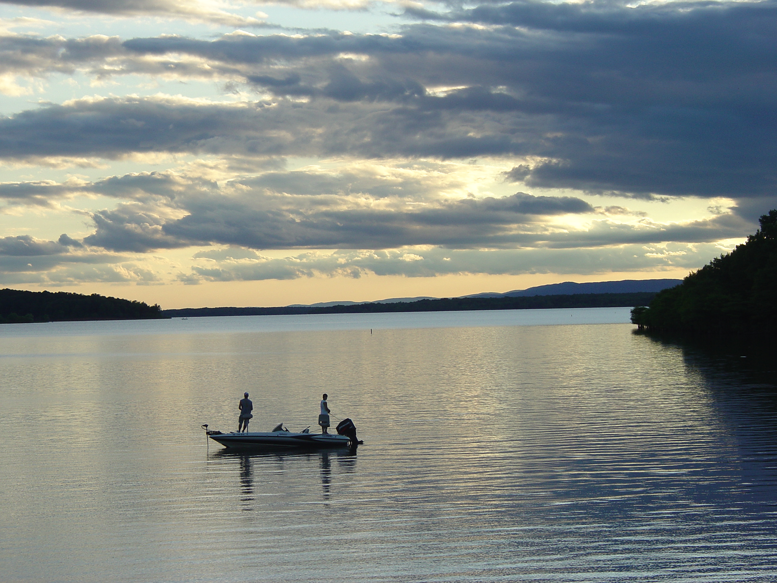 Fishermen enjoying the evening.  View from Quarry Cove Park.