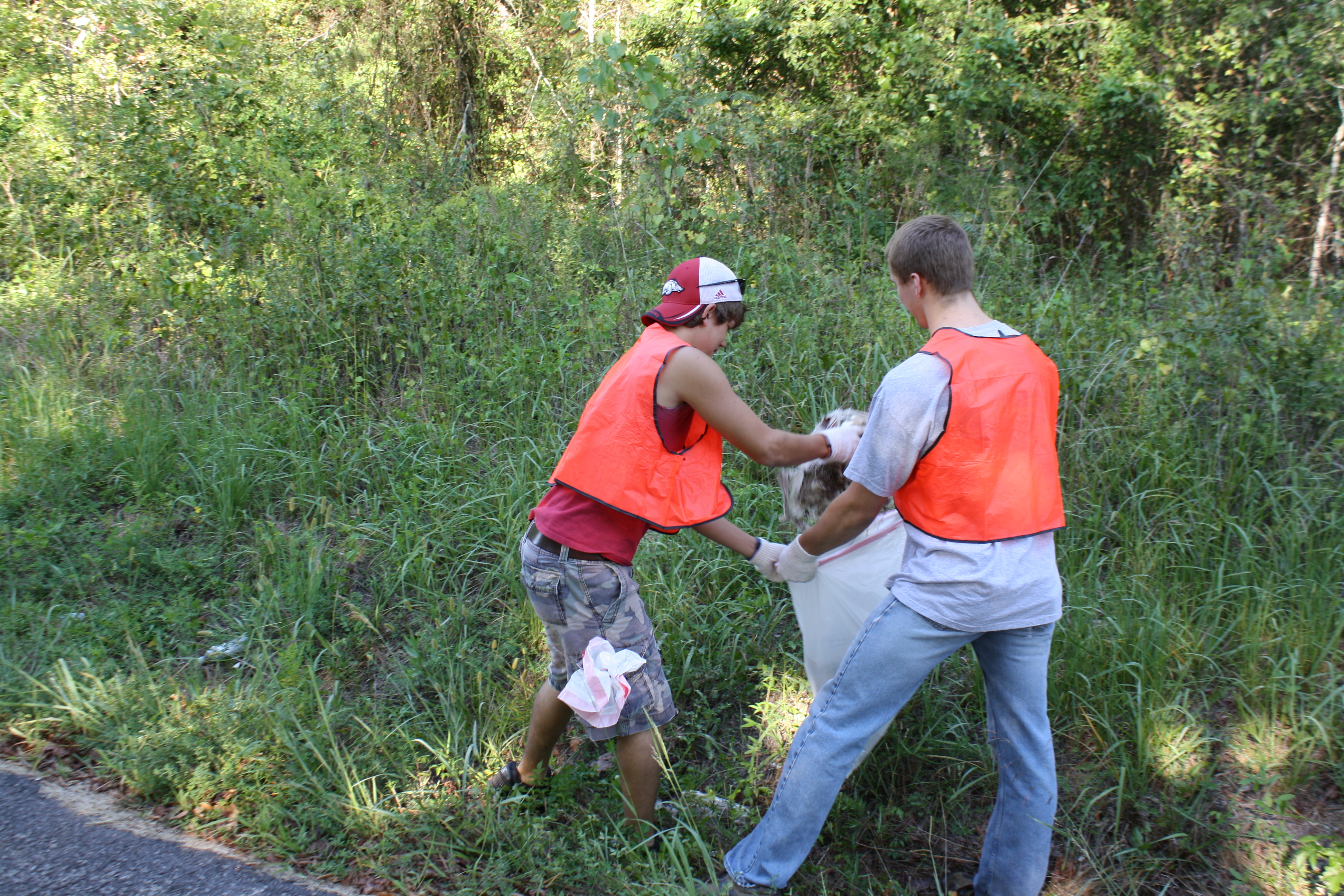 Volunteers picking up trash during the Annual Great Arkansas Cleanup held at Nimrod Lake each year.