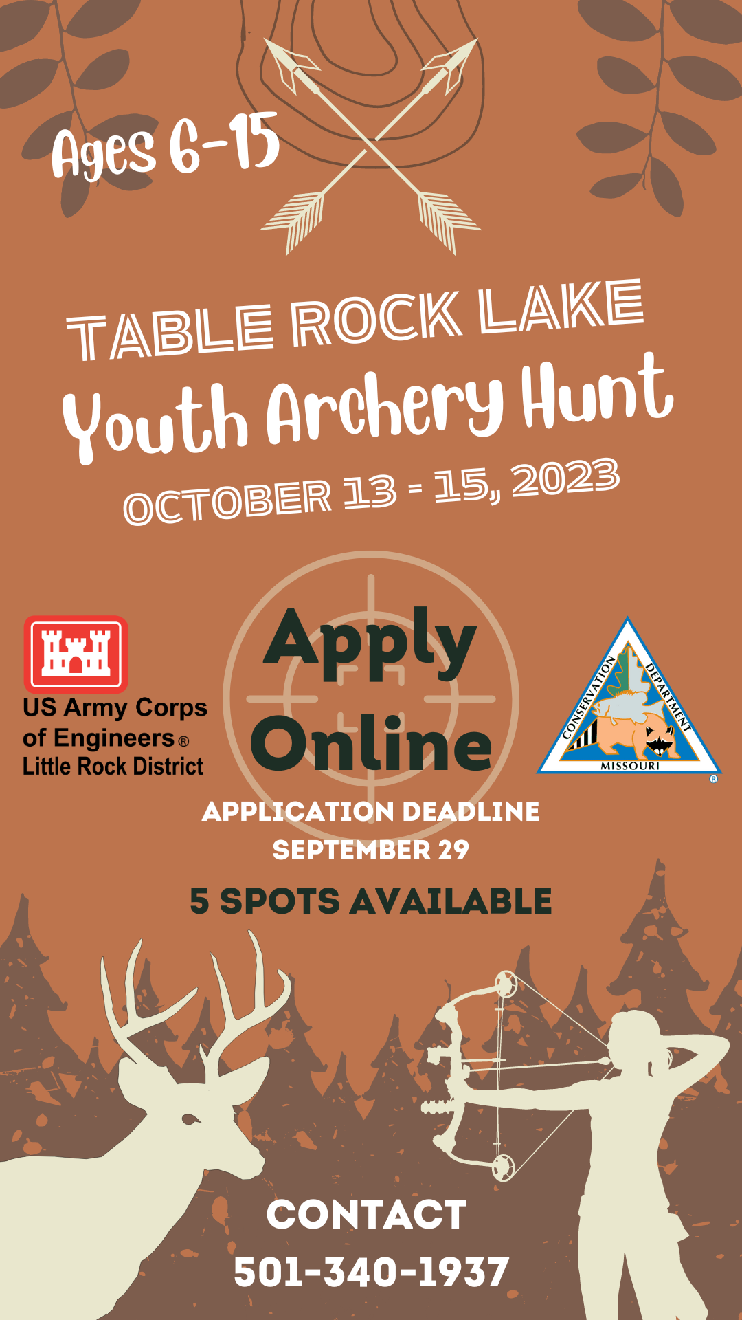 graphic for youth archery hunt at table rock lake