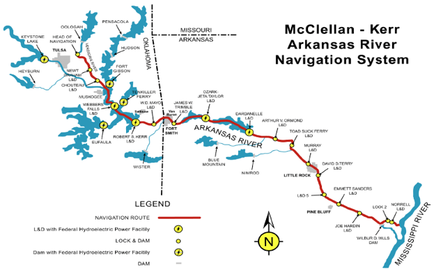 map of the arkansas river nagivation system