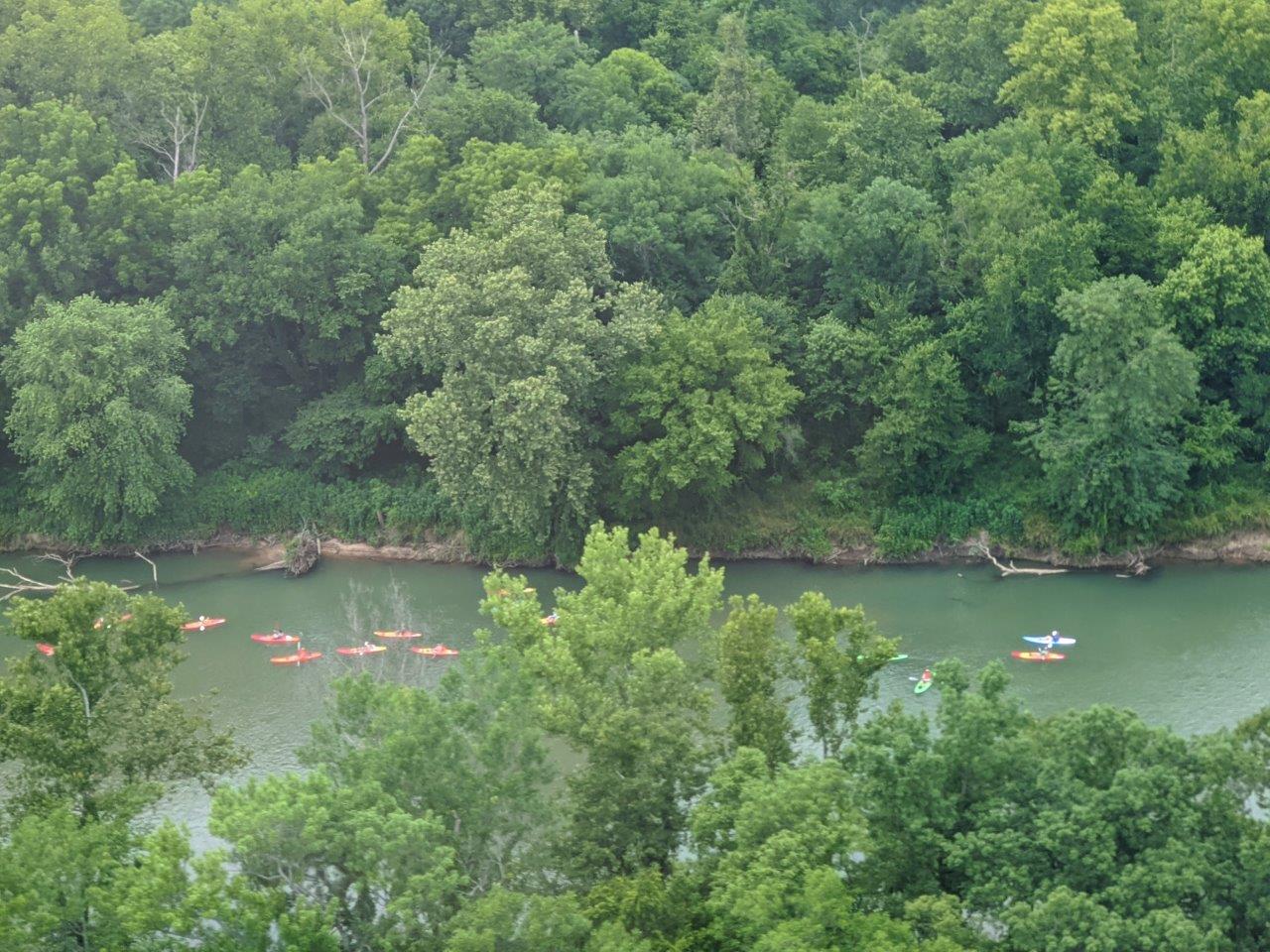 Recreational kayaking on the Illinois River Kayakers enjoying the Illinois River in a peaceful natural setting